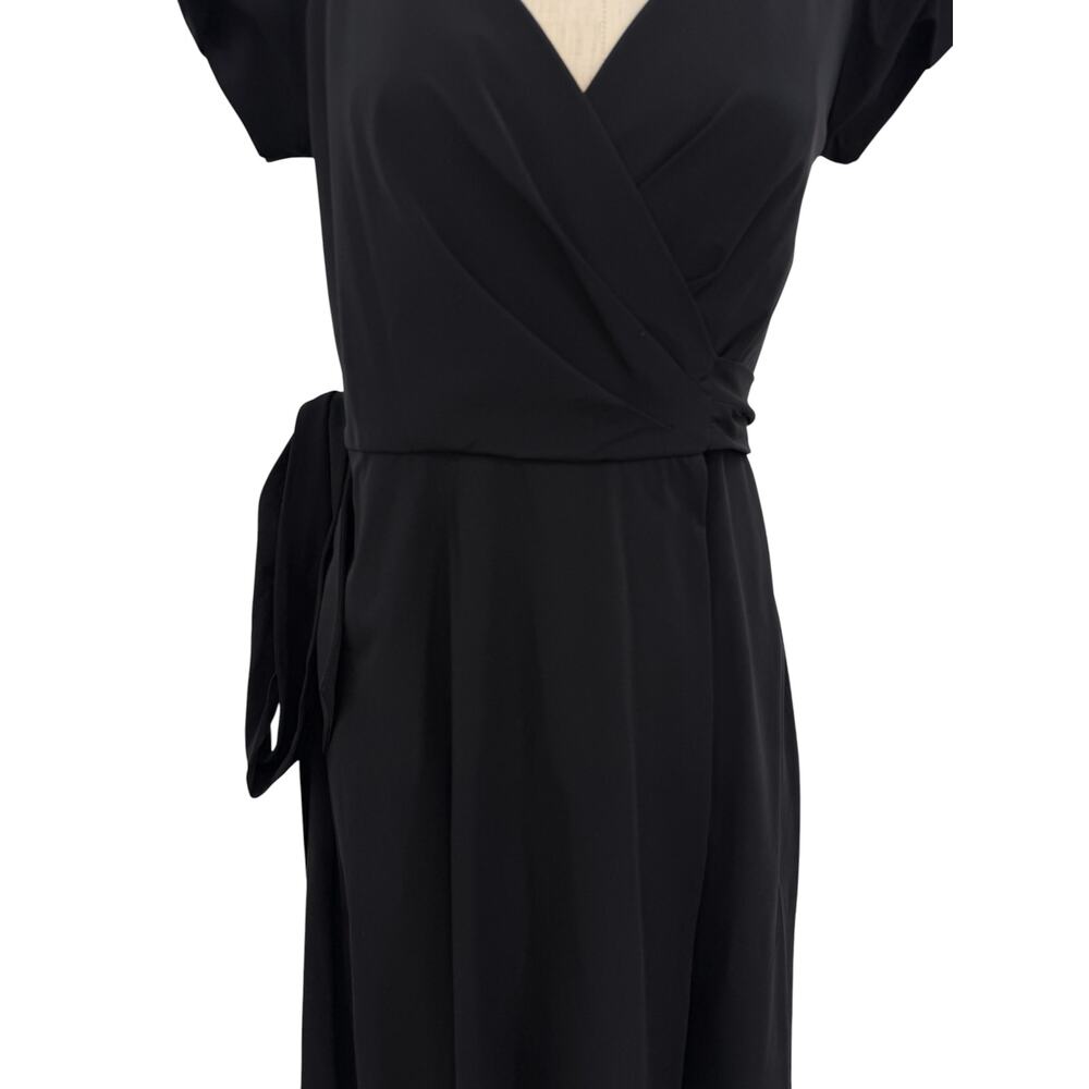 Diane Von Furstenberg Peyton Wrap Dress Puff Sleeve Knee Length Black 4 - Picture 3 of 12